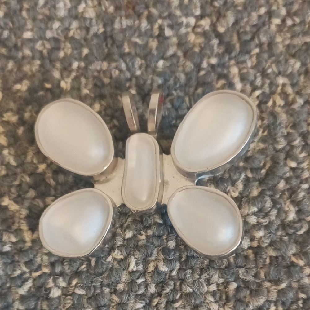 Rebecca Collins Scarf Clip Elegant Silver Butterfly Pendant